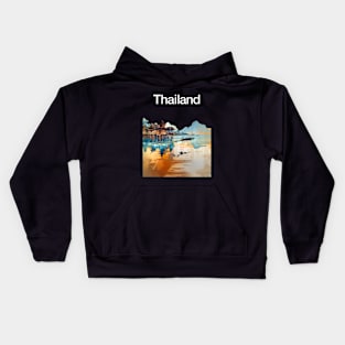 Thailand: Postcard from Thailand a Vision of Paradise on a dark (Knocked Out) background Kids Hoodie